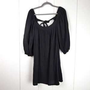 Nation LTD Dress SZ M Carter Mini 3/4 Balloon Sleeve Square Neck Back Tie NWT